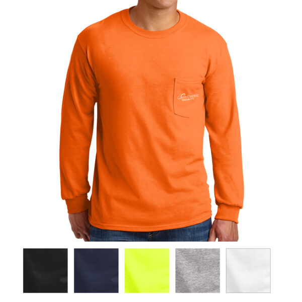Gildan® Ultra Cotton® 100% Cotton Long Sleeve T-Shirt with Pocket