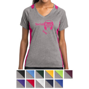 Sport-Tek® Ladies' Heather Colorblock Contender™ V-Neck Tee
